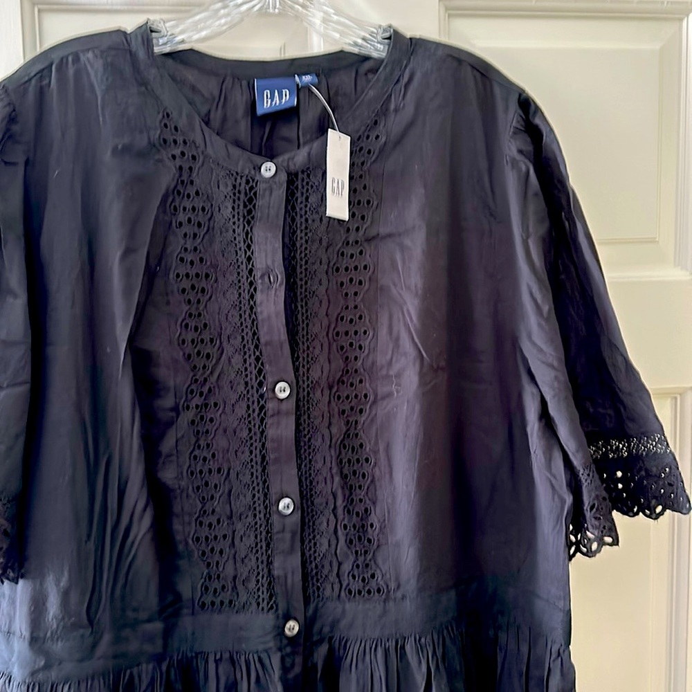 NWT Gap lace black midi dress with built-in slip.